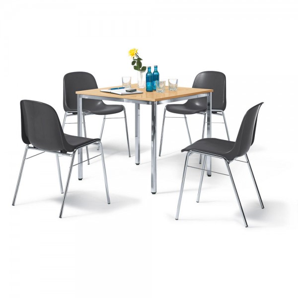 SET, 1 Tisch, 4 Stühle anthrazit Tisch 80x80x72 cm