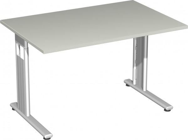 Flex Schreibtisch links oder rechts verkettbar 120 x 80 x 72 cm Lichtgrau / Silber