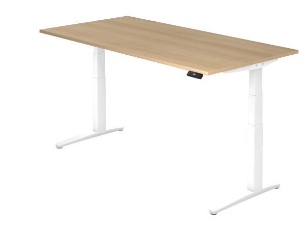 Sitz-Steh-Schreibtisch elektrisch 200 x 100 cm Eiche / Weiß
