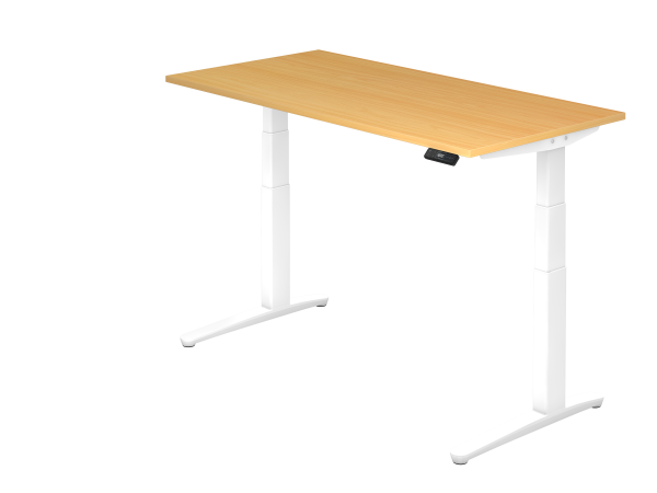 Sitz-Steh-Schreibtisch elektrisch 160 x 80 cm Buche / Weiß