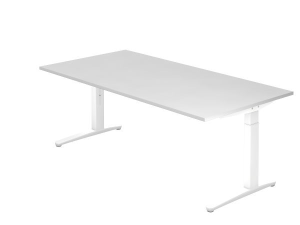 Schreibtisch C-Fuß 200 x 100 cm Weiß Weiß