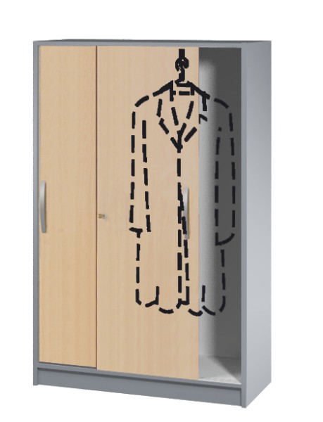 Schiebetürenschrank mit Garderobe rechts Tec-Art 4 OH 100 x 42 x 156 cm Buche / Silber