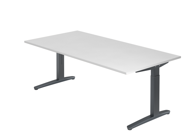 Schreibtisch C-Fuß 200 x 100 cm Weiß Graphit