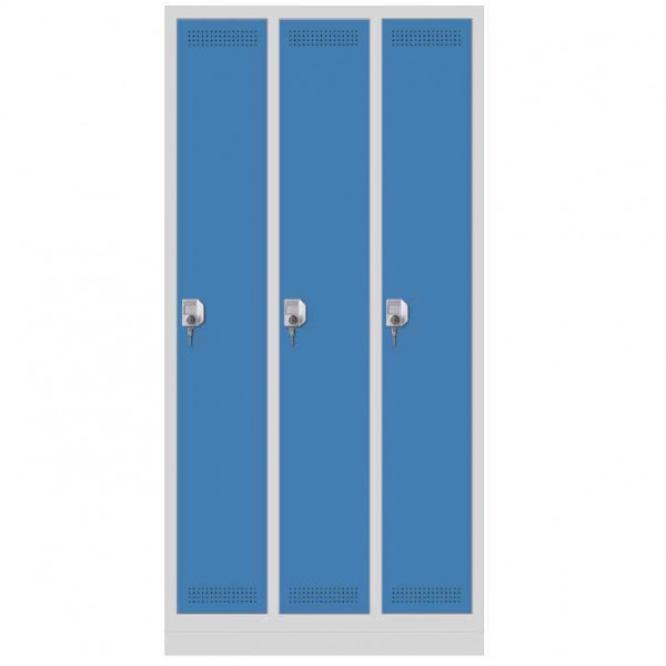 Garderoben-Stahlspind SP PROFI mit Sockel 3 Stück Zylinderschloss 180 x 87 x 50 cm Lichtblau