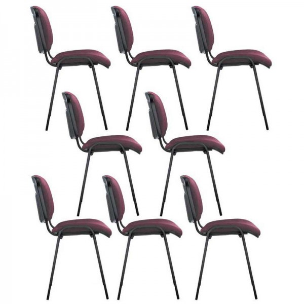 8er Set-Besucherstühle ISO Stoff Bordeaux / Schwarz