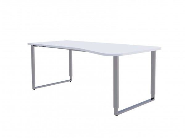 Freiformtisch Aveto, 195x80/100x68-82 cm, Bügelgestell, Weiß