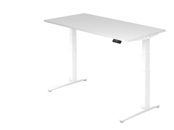 Sitz-Steh-Schreibtisch elektrisch 160 x 80 cm Weiß / Weiß