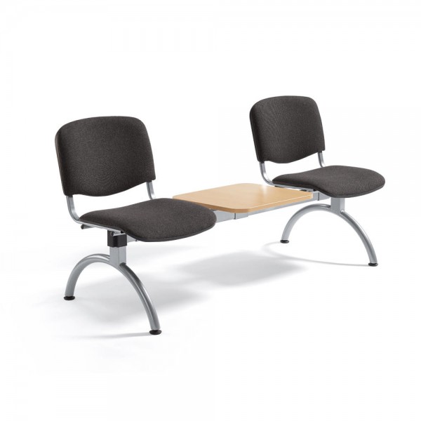 Besucherbank ISO 2-Sitzer mit Tischplatte Anthrazit / Alusilber