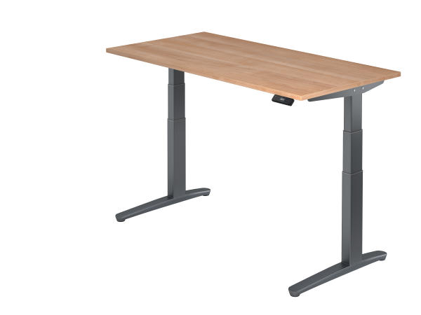Sitz-Steh-Schreibtisch elektrisch 160 x 80 cm Nussbaum / Graphit
