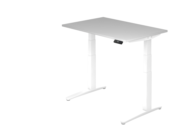 Sitz-Steh-Schreibtisch elektrisch 120 x 80 cm Grau / Weiß