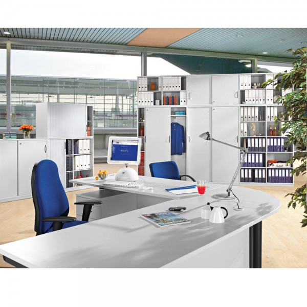 SET Winkelkombination rund MULTI M 240x200x74 cm Weiß / Anthrazit