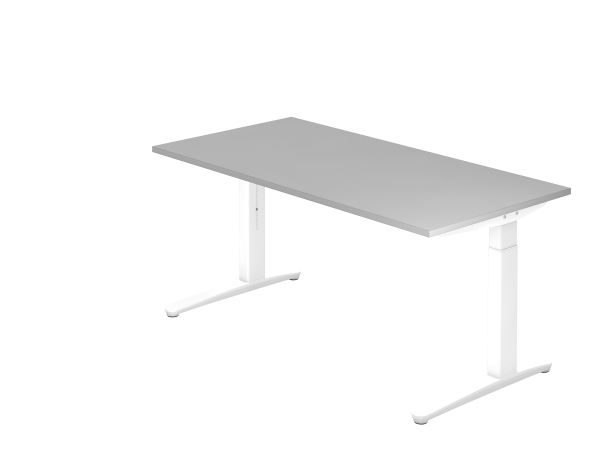 Schreibtisch C-Fuß 160 x 80 cm Grau / Weiß