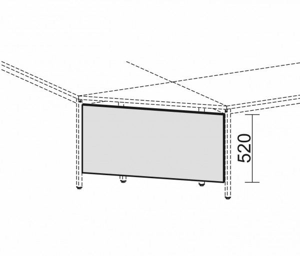 Knieraumblende mit Montage-Set, für 90° Verkettungsplatten, Weiß