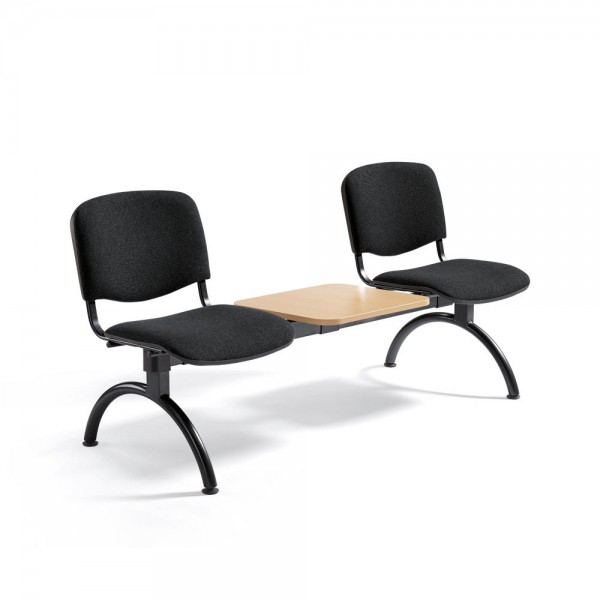 Besucherbank ISO 2-Sitzer mit Tischplatte Schwarz / Schwarz