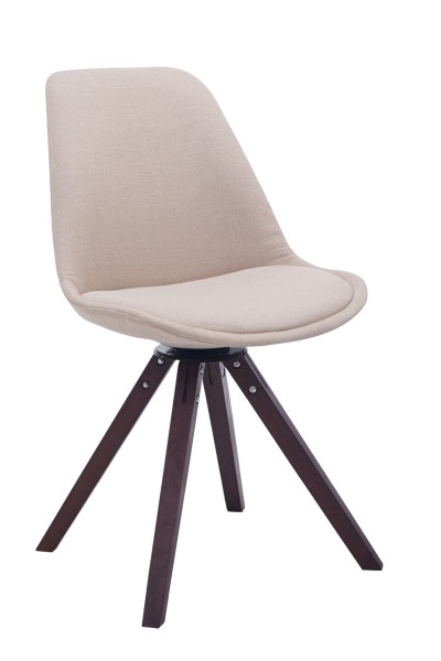 Besucherstuhl Troyes Drehbar Square Stoff Creme / Walnuss