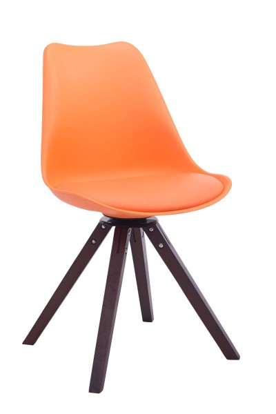 Besucherstuhl Troyes Drehbar Square Kunstleder Orange / Walnuss