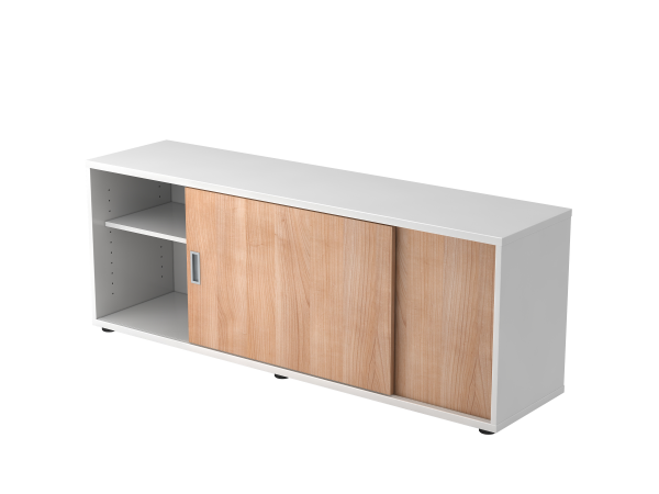 Sideboard, beidseitig nutzbar, 1,5 OH, 160x40x59,6cm, Weiß / Nussbaum
